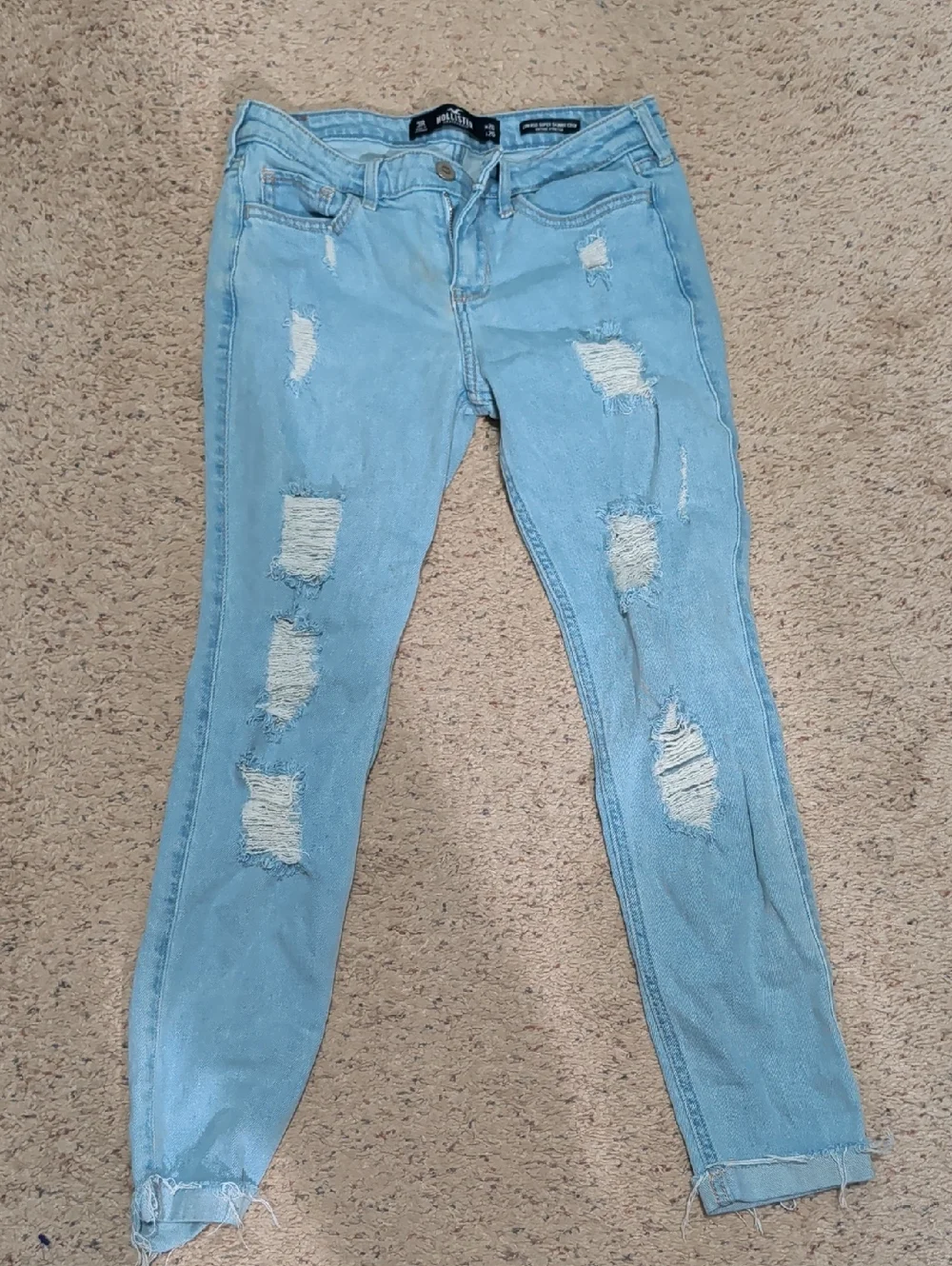 Hollister Light Blue Distressed Skinny Jeans - Picture 1 of 3